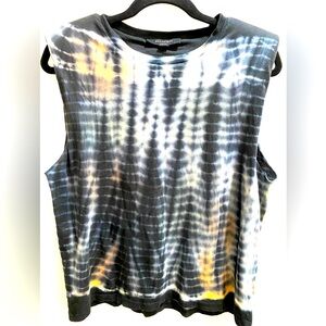 ALL SAINTS SHOULDER PAD TIE DYE TSHIRT XS